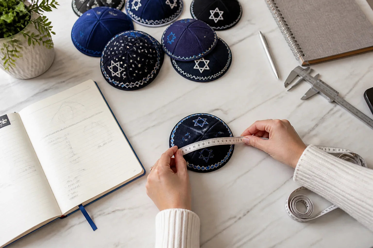 A step by step guide to sizing a personalized stars kippah for kids and teens