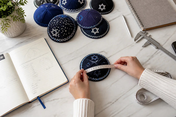 A step by step guide to sizing a personalized stars kippah for kids and teens