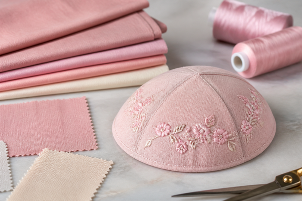 How to choose fabric weight for a personalized pink kippah worn in warm months