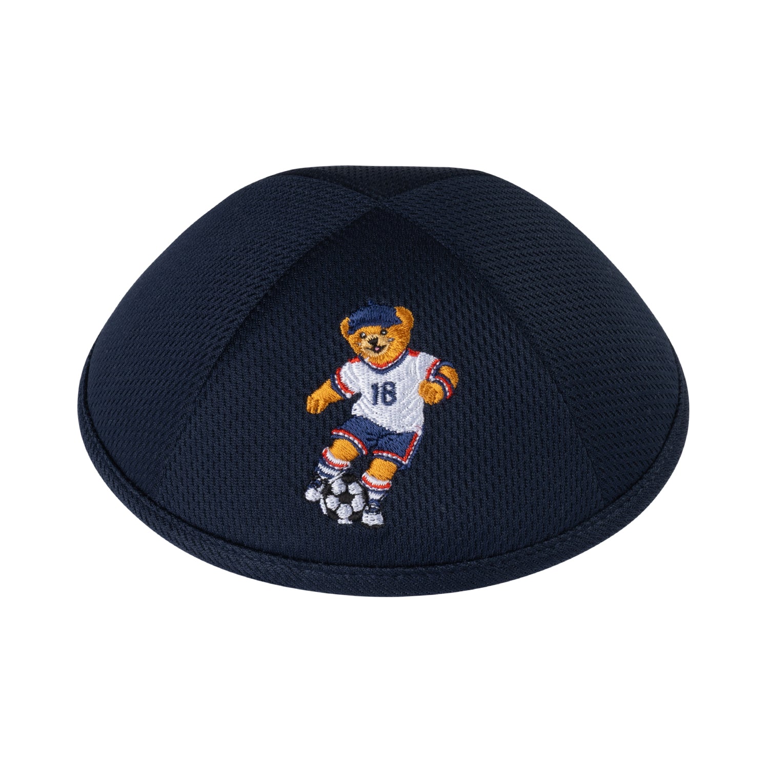 IKIPPAH DOV BEAR SOCCER - NAVY MESH YARMULKE