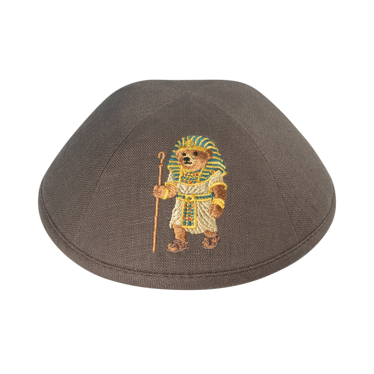 IKIPPAH PHARAOH DOV BEAR - BROWN LINEN YARMULKE