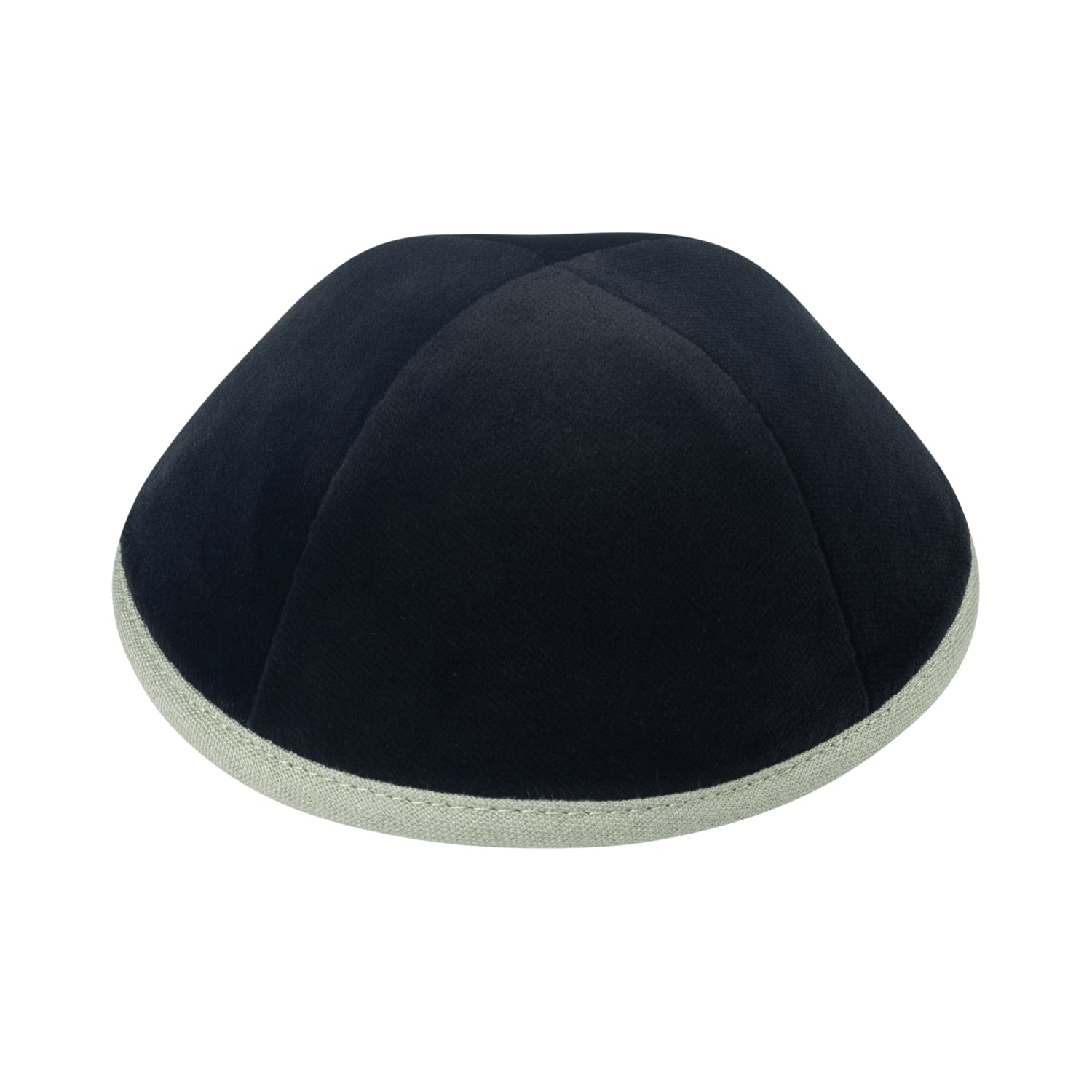 IKIPPAH BLACK VELVET W/ SAGE RIM YARMULKE