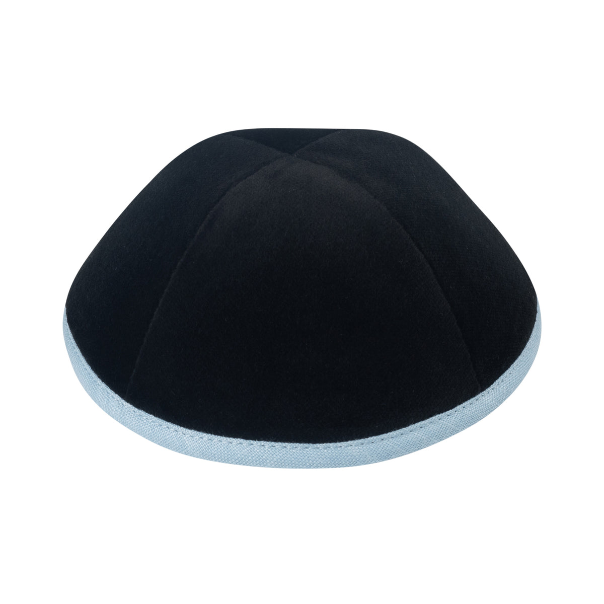 IKIPPAH BLACK VELVET W/ LIGHT BLUE RIM YARMULKE