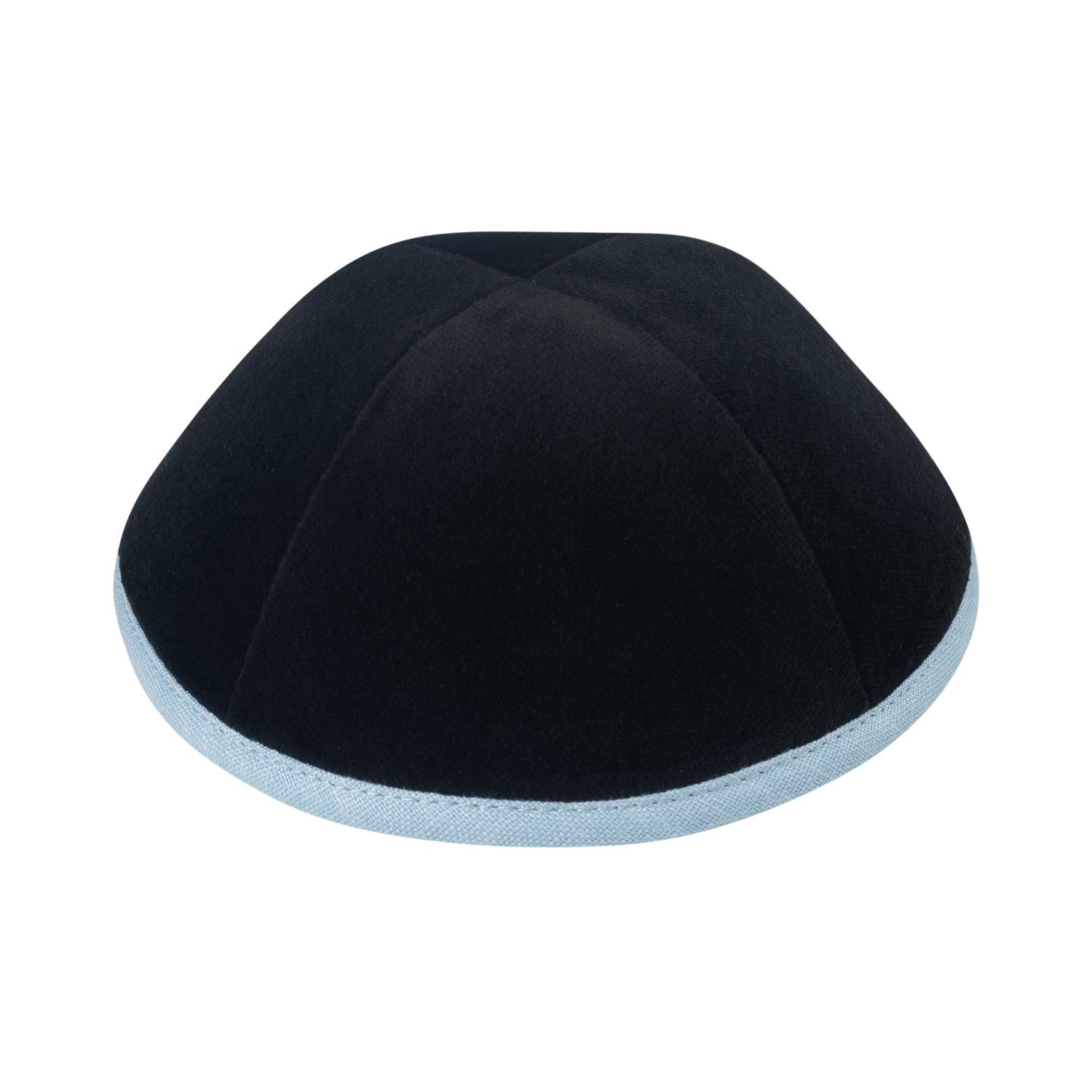IKIPPAH BLACK VELVET W/ LIGHT BLUE RIM YARMULKE