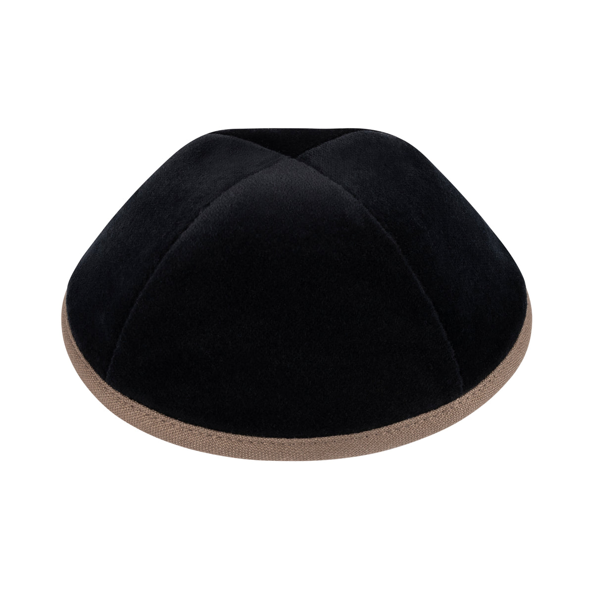 IKIPPAH BLACK VELVET W/ MID BROWN RIM YARMULKE