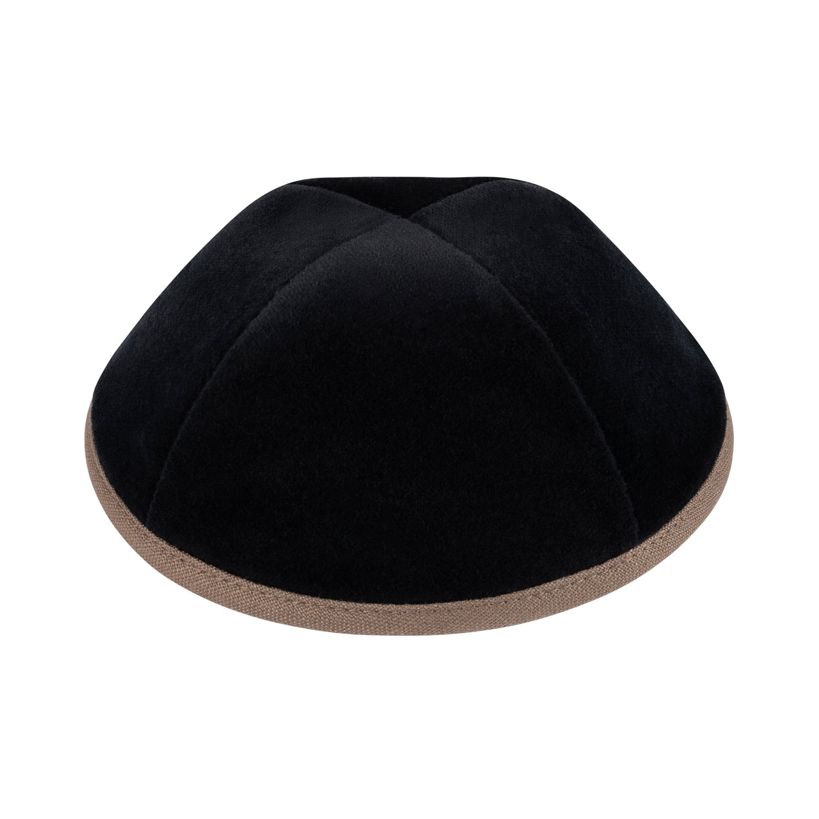 IKIPPAH BLACK VELVET W/ MID BROWN RIM YARMULKE