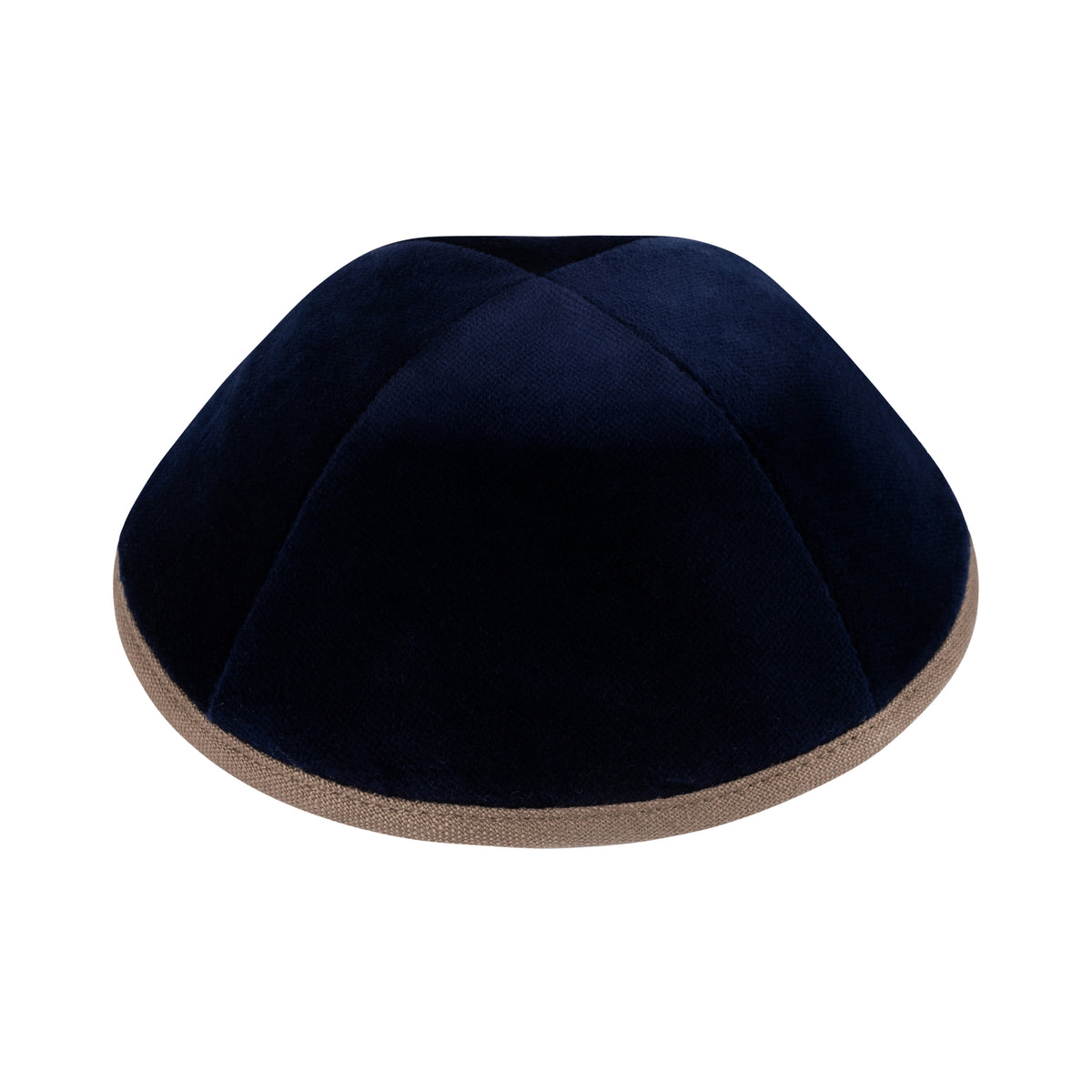 IKIPPAH NAVY VELVET W/ MID BROWN RIM YARMULKE