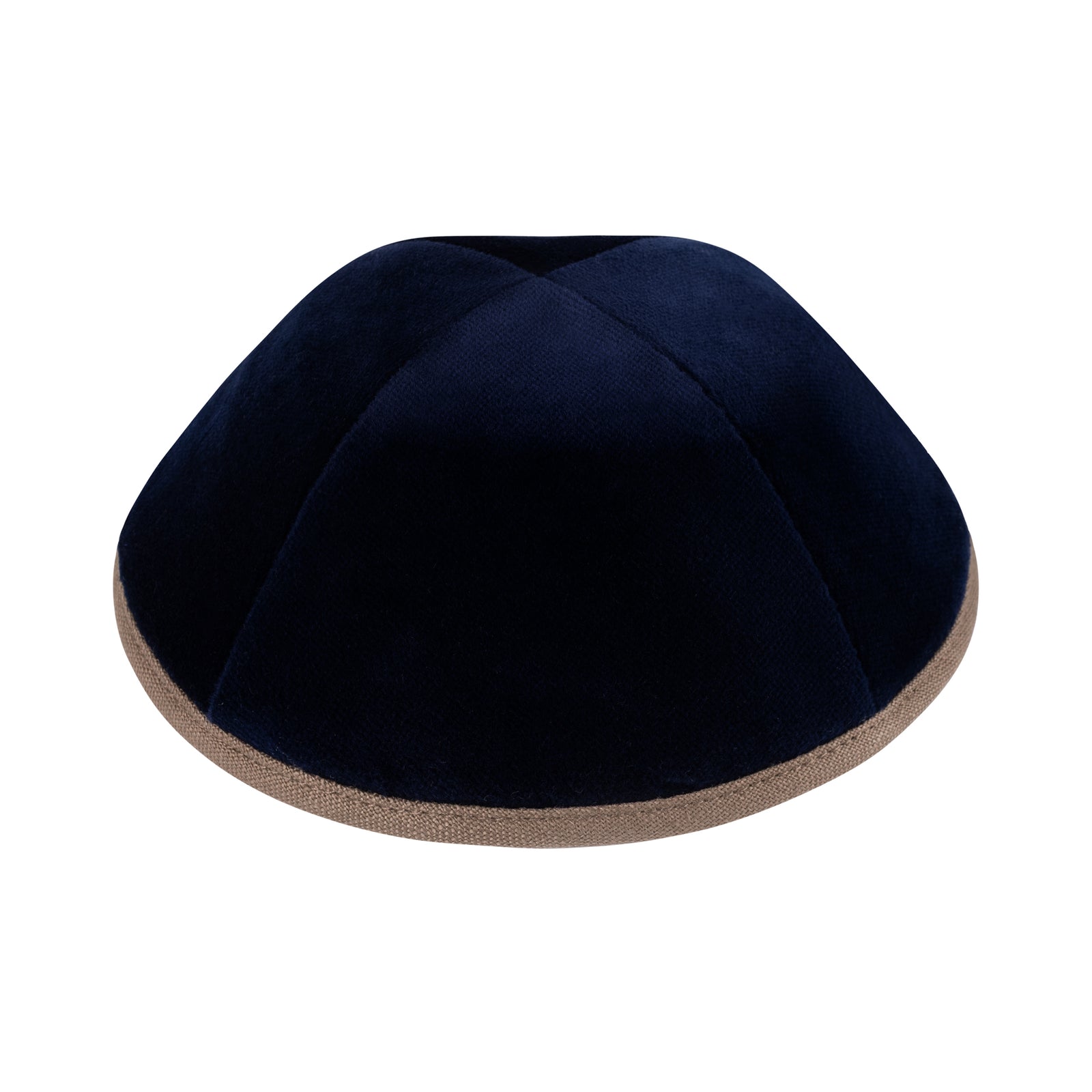 IKIPPAH NAVY VELVET W/ MID BROWN RIM YARMULKE