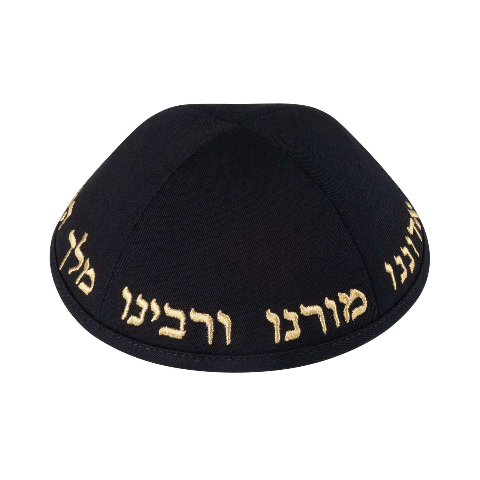 IKIPPAH YECHI BLACK COTTON W/ GOLD EMBROIDERY YARMULKE