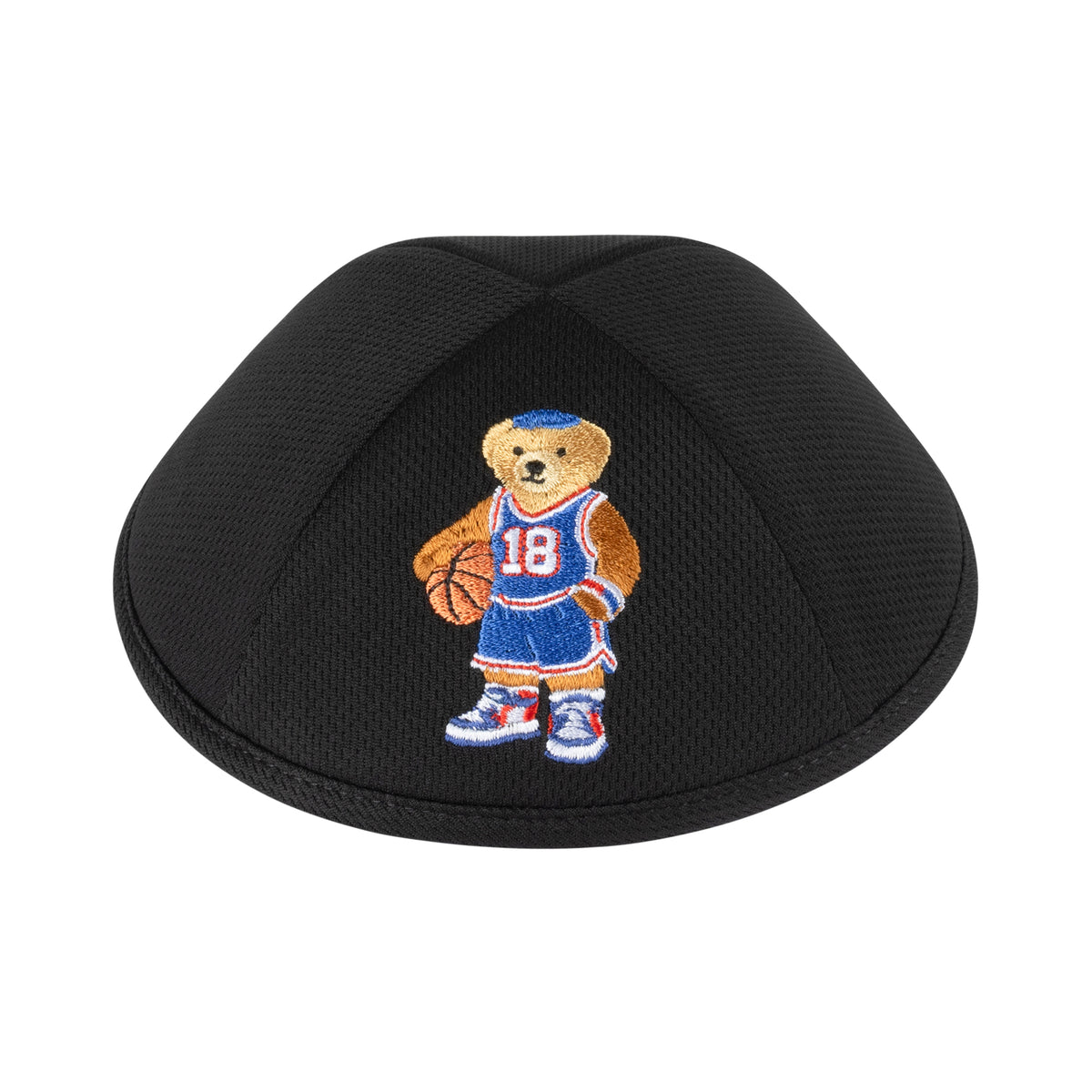 IKIPPAH DOV BEAR BASKETBALL - BLACK MESH YARMULKE
