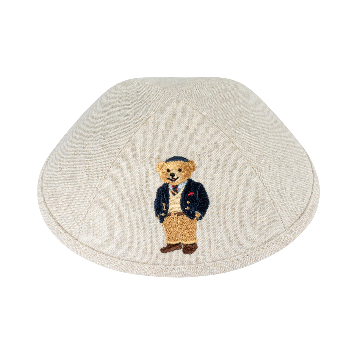 IKIPPAH DAPPER DOV BEAR - TAN LINEN YARMULKE