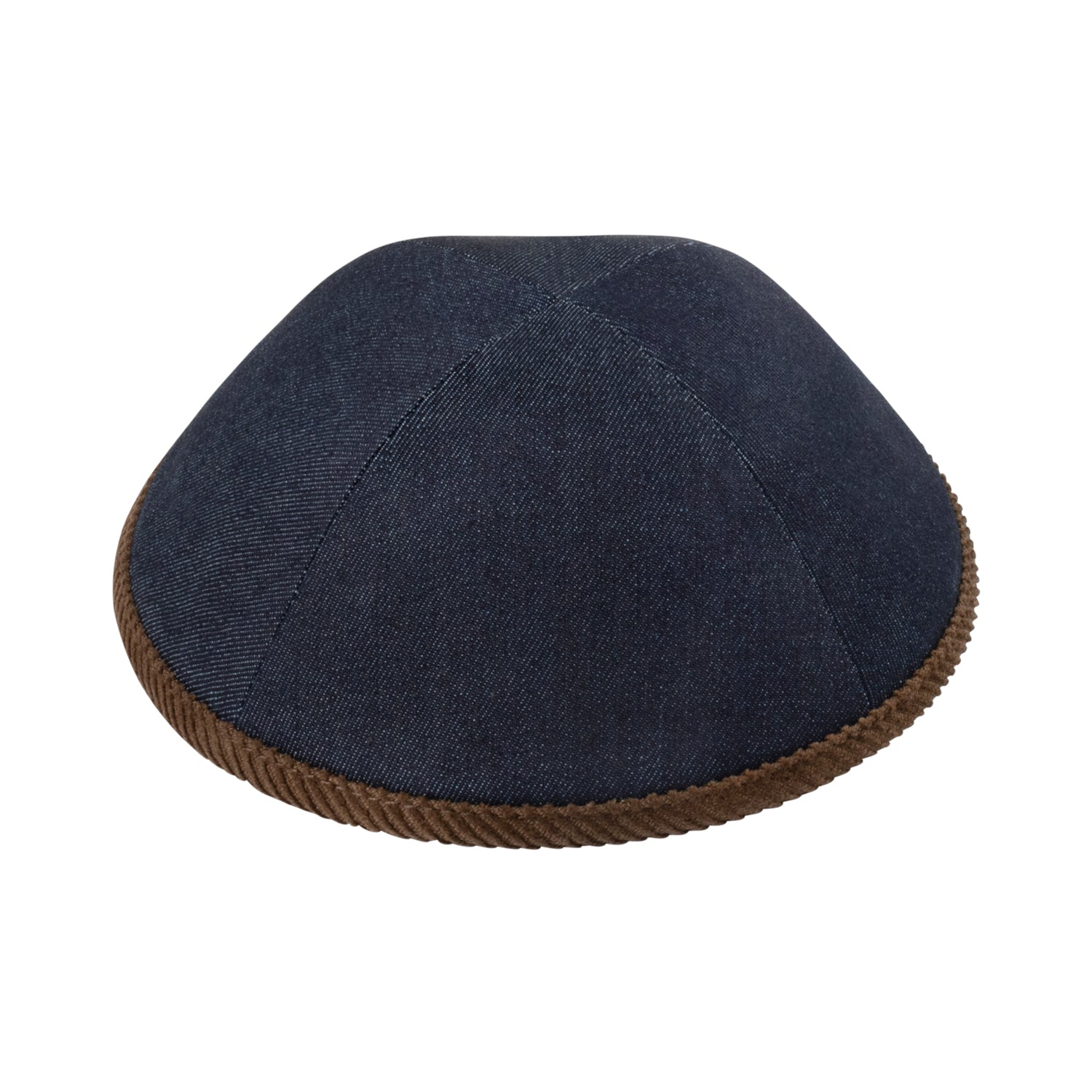 IKIPPAH NAVY DENIM W/ BROWN CORDUROY RIM YARMULKE
