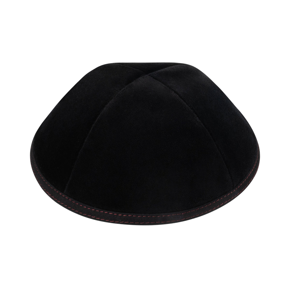 IKIPPAH BLACK VELVET W/ MAROON STITCHING YARMULKE