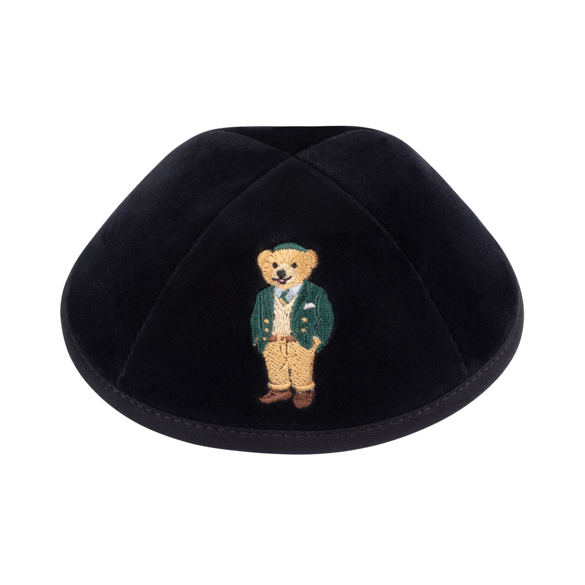 IKIPPAH CLASSIC DOV BEAR - BLACK VELVET YARMULKE