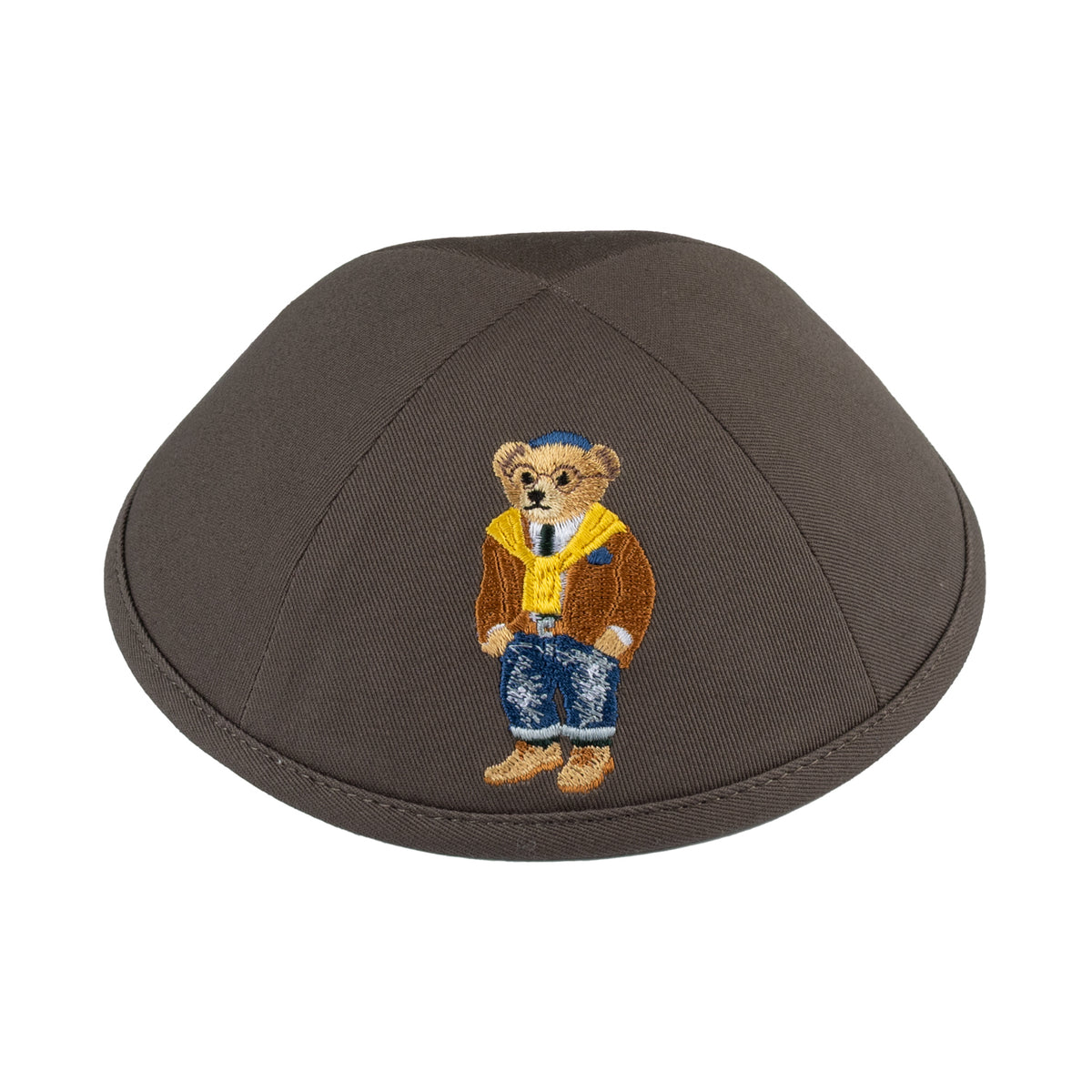 IKIPPAH TATTERED JEANS BEAR - BROWN COTTON YARMULKE