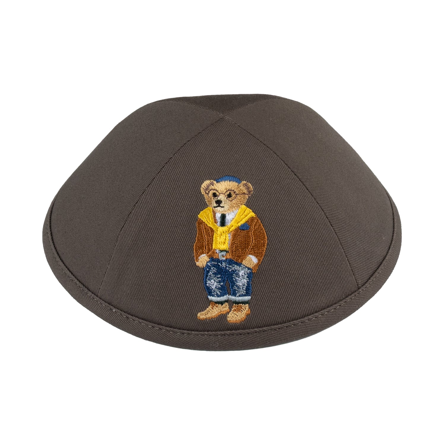 IKIPPAH TATTERED JEANS BEAR - BROWN COTTON YARMULKE