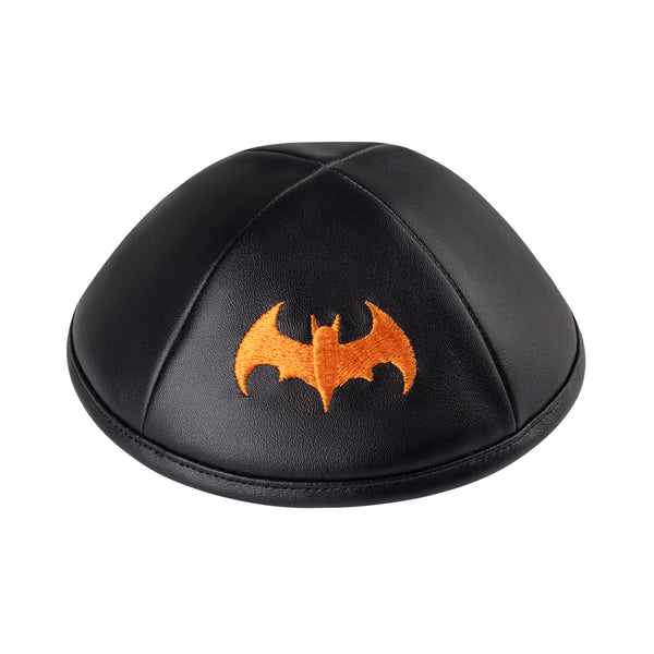 IKIPPAH BIBAS BATMAN - BLACK LEATHER YARMULKE - iKippah Store