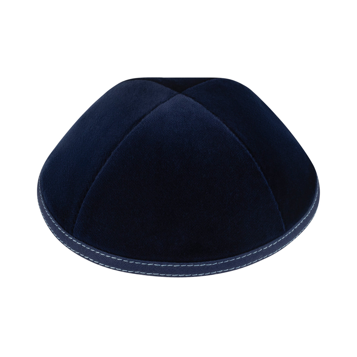 IKIPPAH NAVY VELVET W/ LIGHT BLUE STITCHING YARMULKE