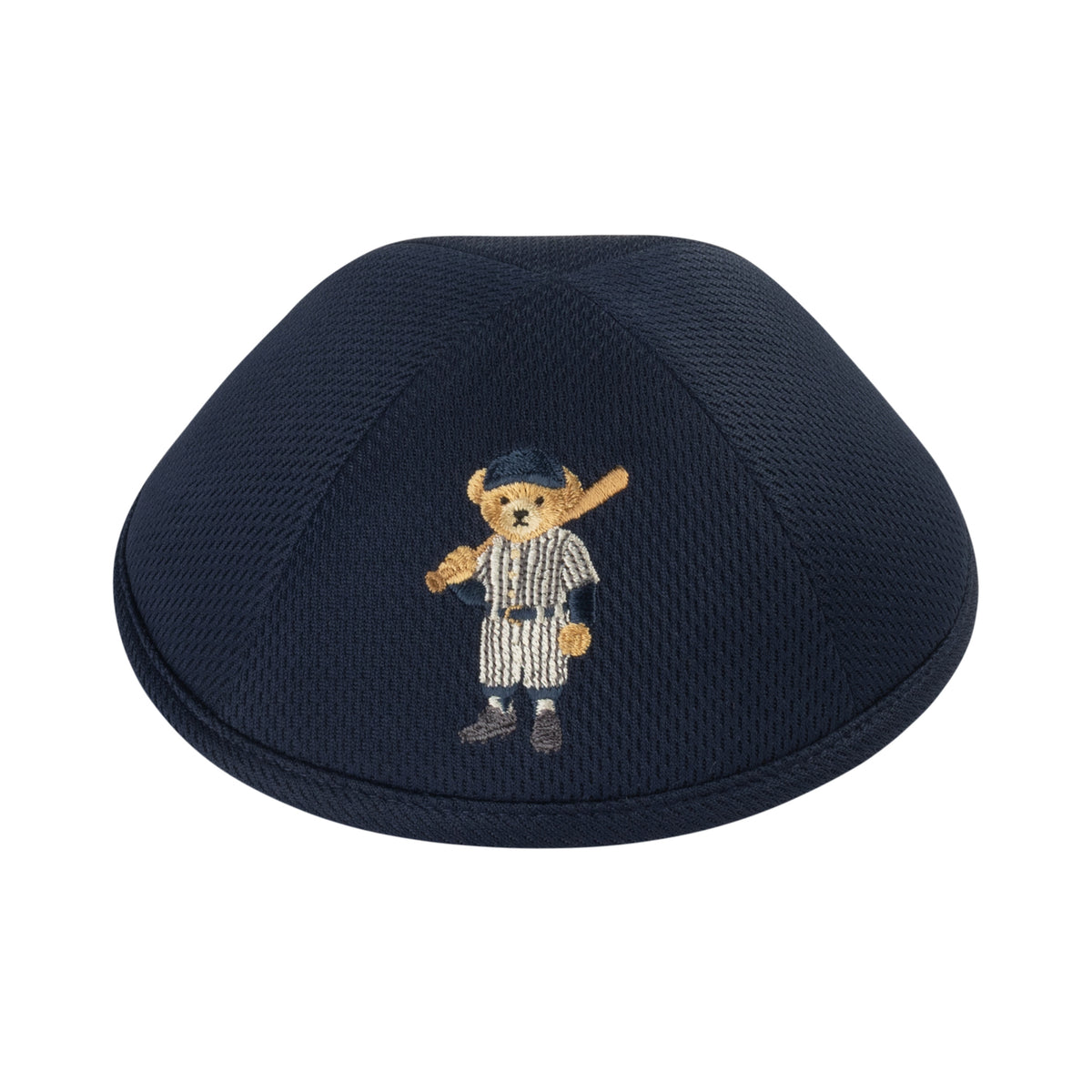 IKIPPAH BASEBALL DOV BEAR - NAVY MESH YARMULKE