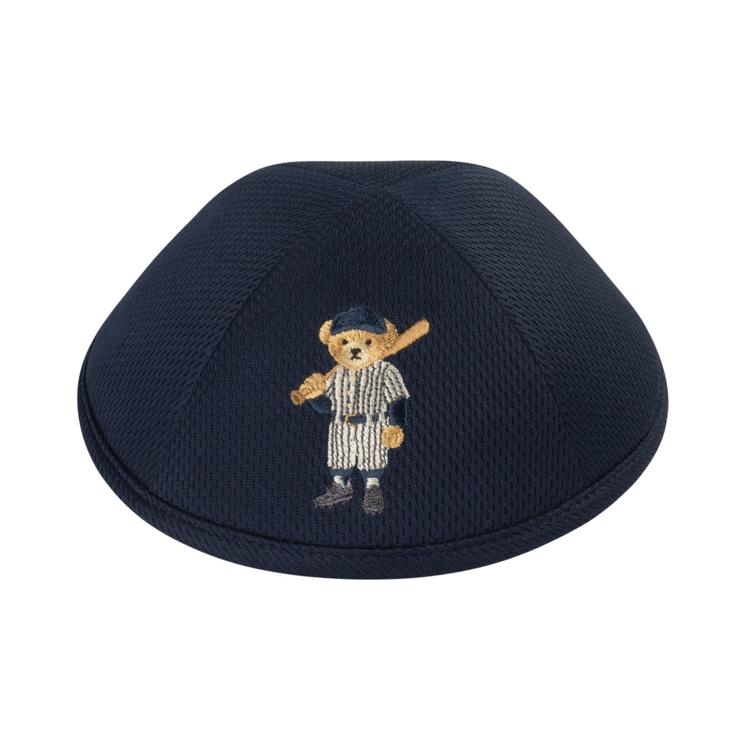 IKIPPAH BASEBALL DOV BEAR - NAVY MESH YARMULKE