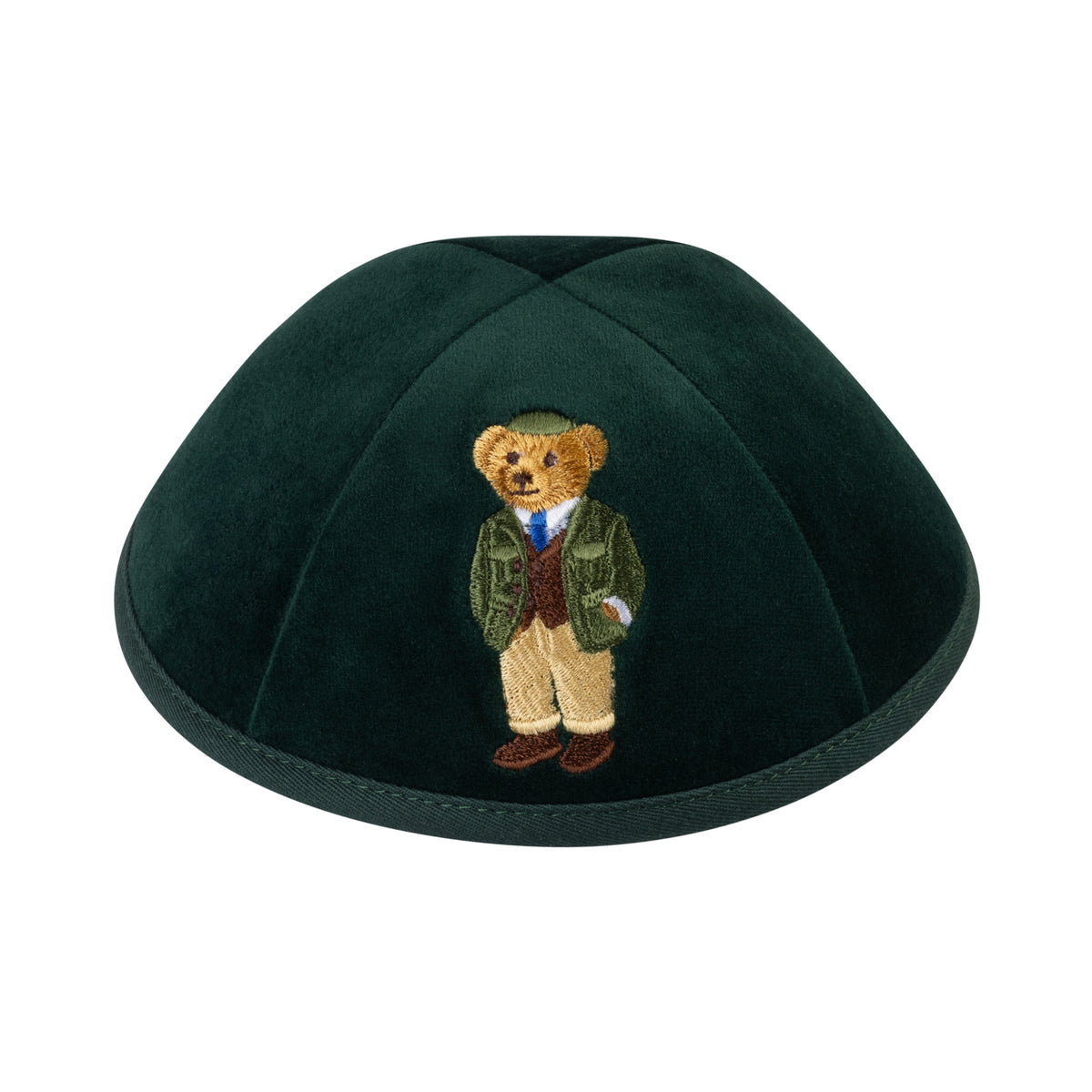 IKIPPAH DOV BEAR - GREEN VELVET YARMULKE