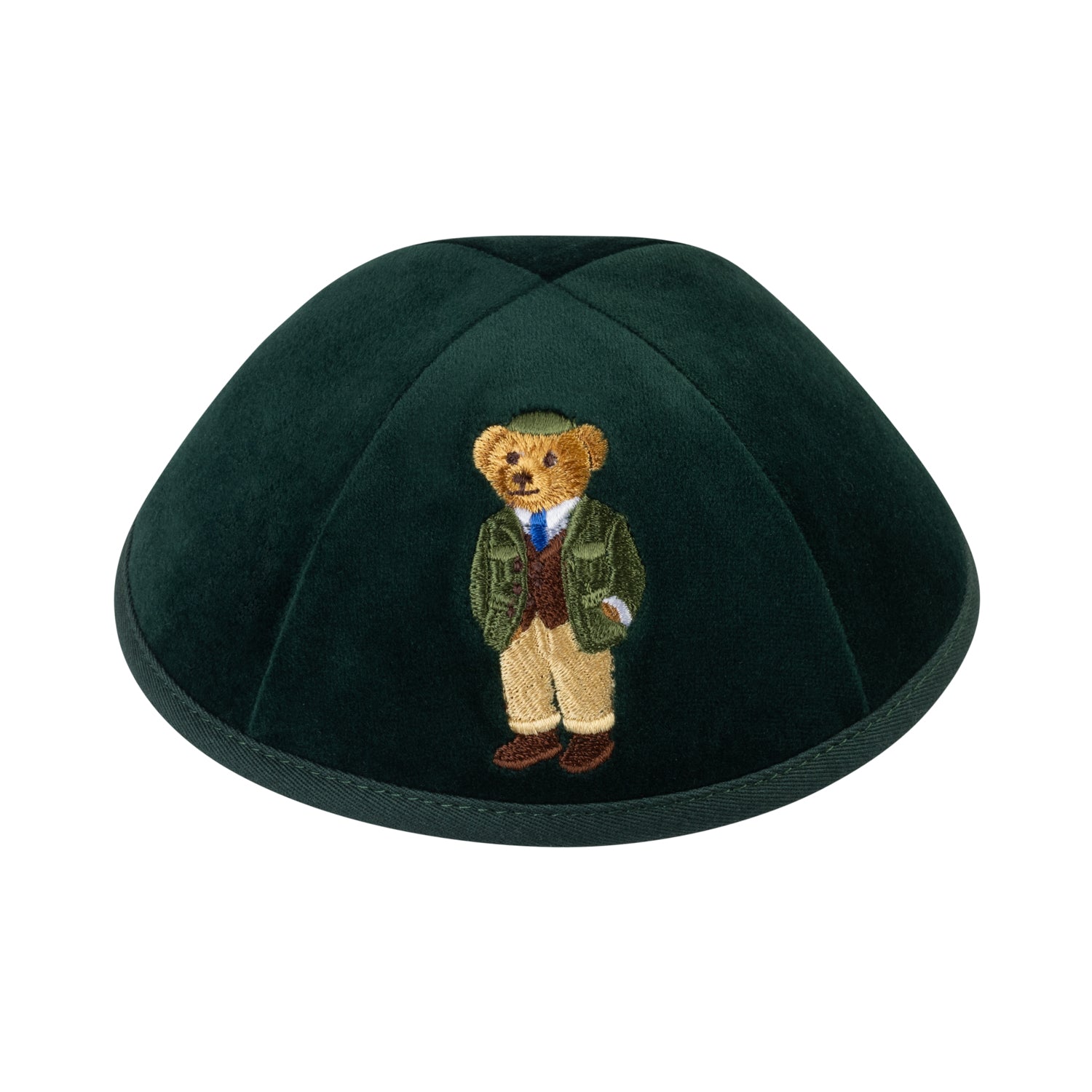 IKIPPAH DOV BEAR - GREEN VELVET YARMULKE