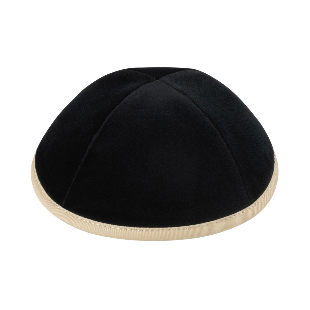 IKIPPAH BLACK VELVET W/ TAN RIM YARMULKE