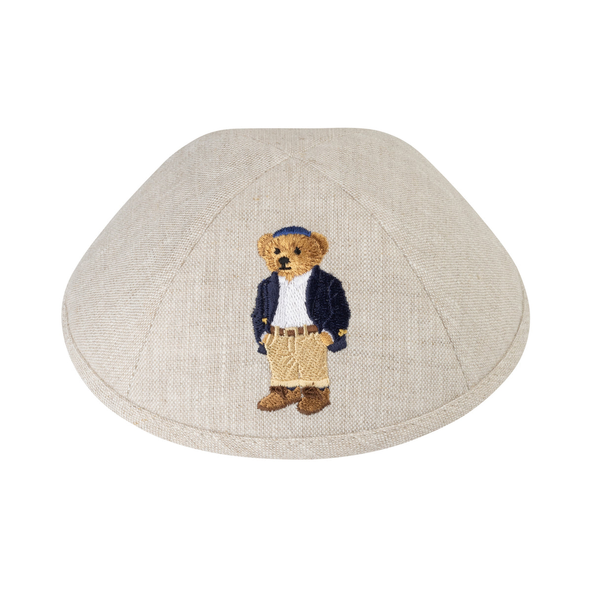 IKIPPAH DAPPER DOV BEAR - TAN LINEN YARMULKE