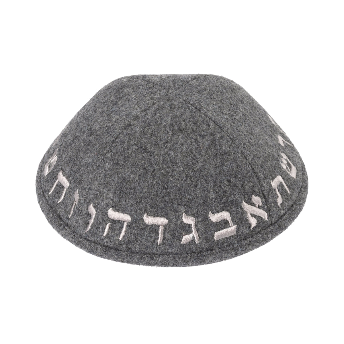 IKIPPAH GRAY WOOL W/ ALEPH BAIS YARMULKE