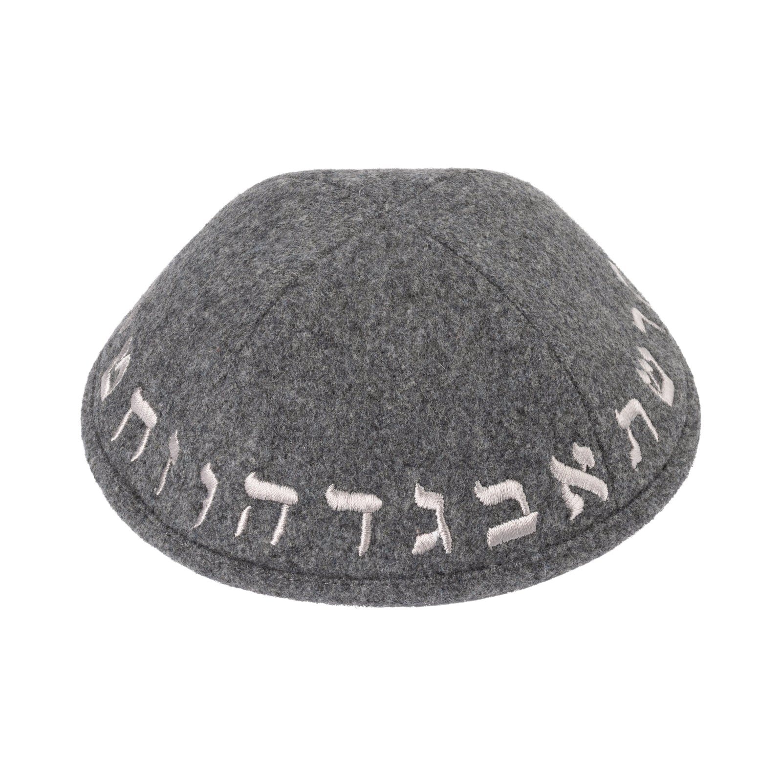 IKIPPAH GRAY WOOL W/ ALEPH BAIS YARMULKE