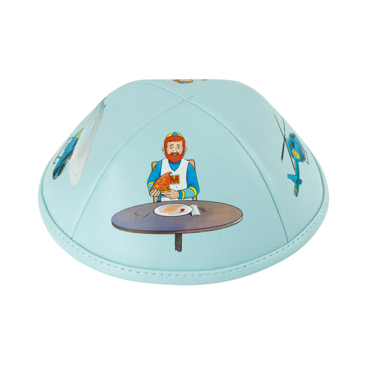 IKIPPAH MIDDOS MAN - LIGHT BLUE LEATHER YARMULKE