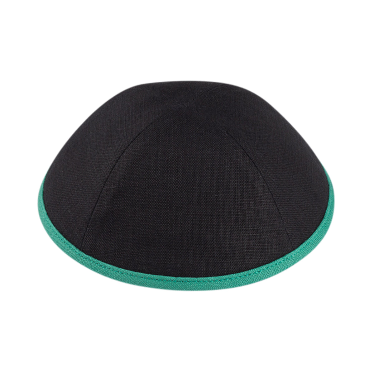 IKIPPAH BLACK LINEN W/ COLORED RIMS YARMULKE