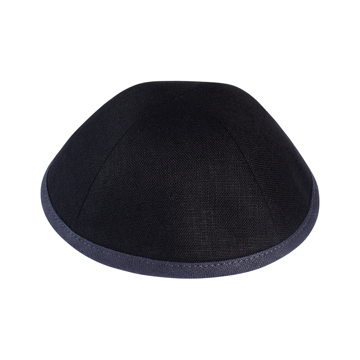 IKIPPAH BLACK LINEN W/ COLORED RIMS YARMULKE