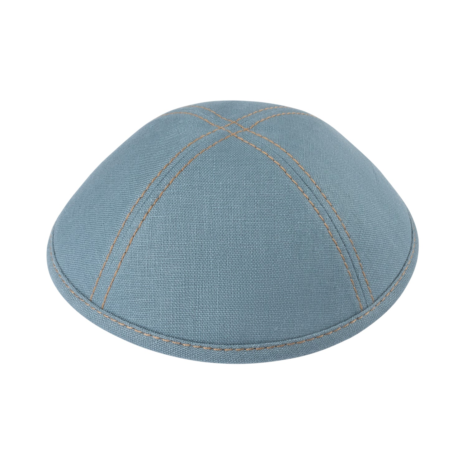 IKIPPAH BLUE GRAY LINEN W/ STITCHING YARMULKE