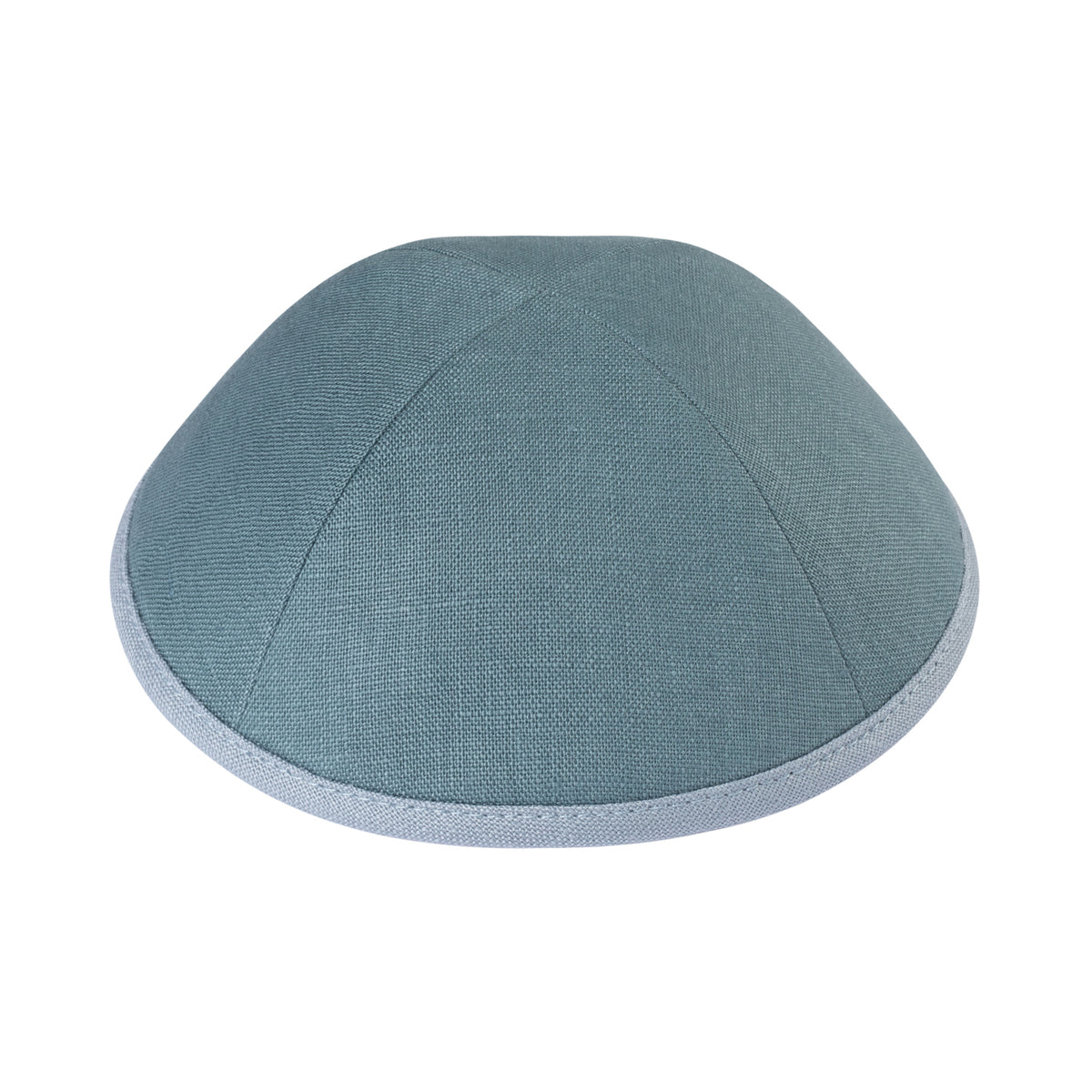 IKIPPAH BLUE GRAY LINEN W/ POWDER BLUE RIM YARMULKE