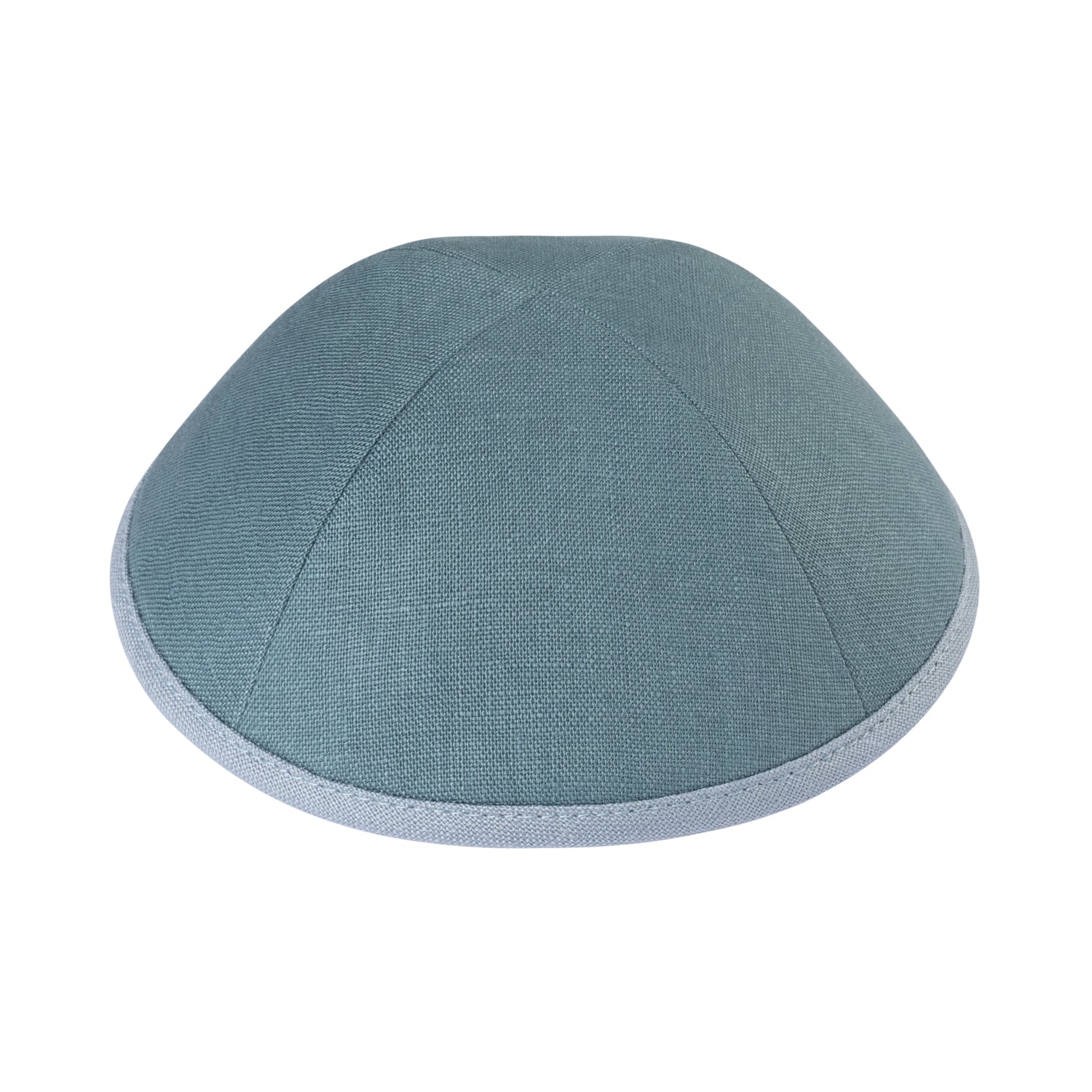 IKIPPAH BLUE GRAY LINEN W/ POWDER BLUE RIM YARMULKE