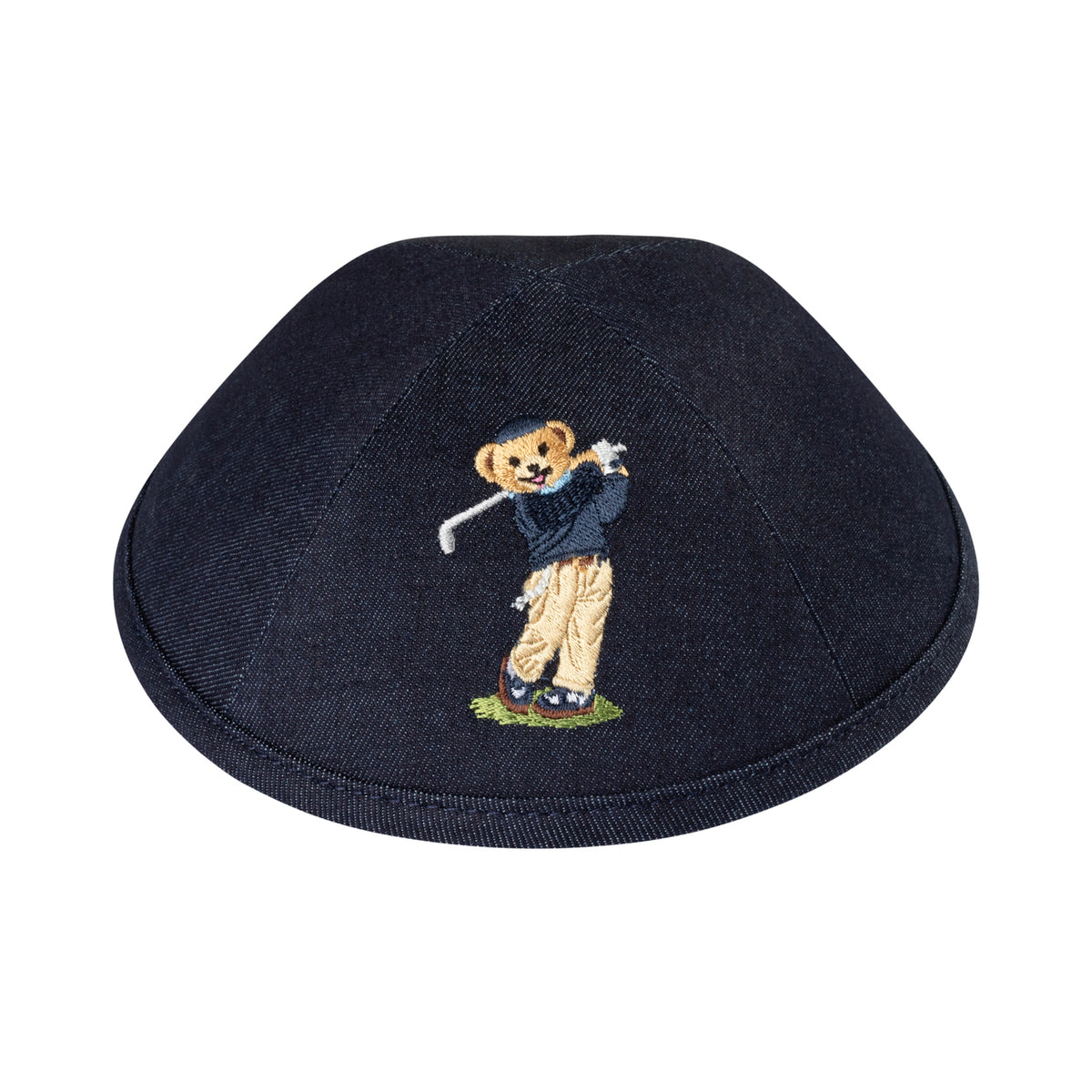 IKIPPAH DOV BEAR GOLFER - NAVY DENIM YARMULKE