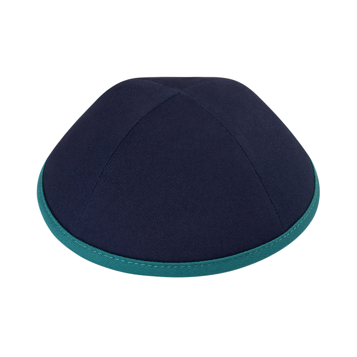 IKIPPAH NAVY COTTON W/ PERSIAN GREEN RIM YARMULKE