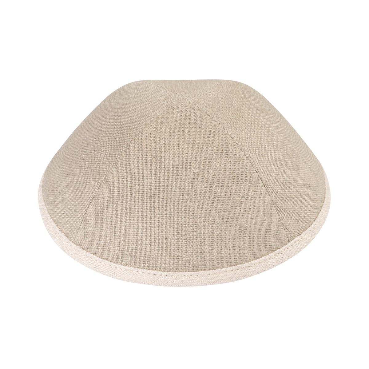 IKIPPAH LIGHT TAUPE LINEN W/ BEIGE RIM YARMULKE