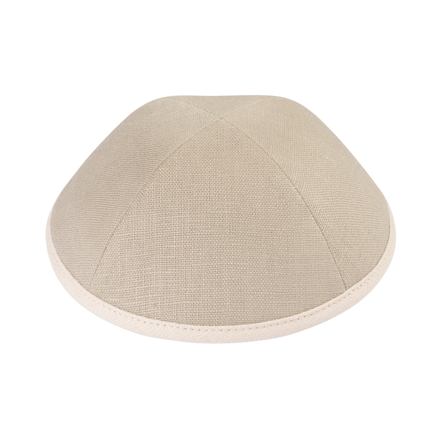 IKIPPAH LIGHT TAUPE LINEN W/ BEIGE RIM YARMULKE