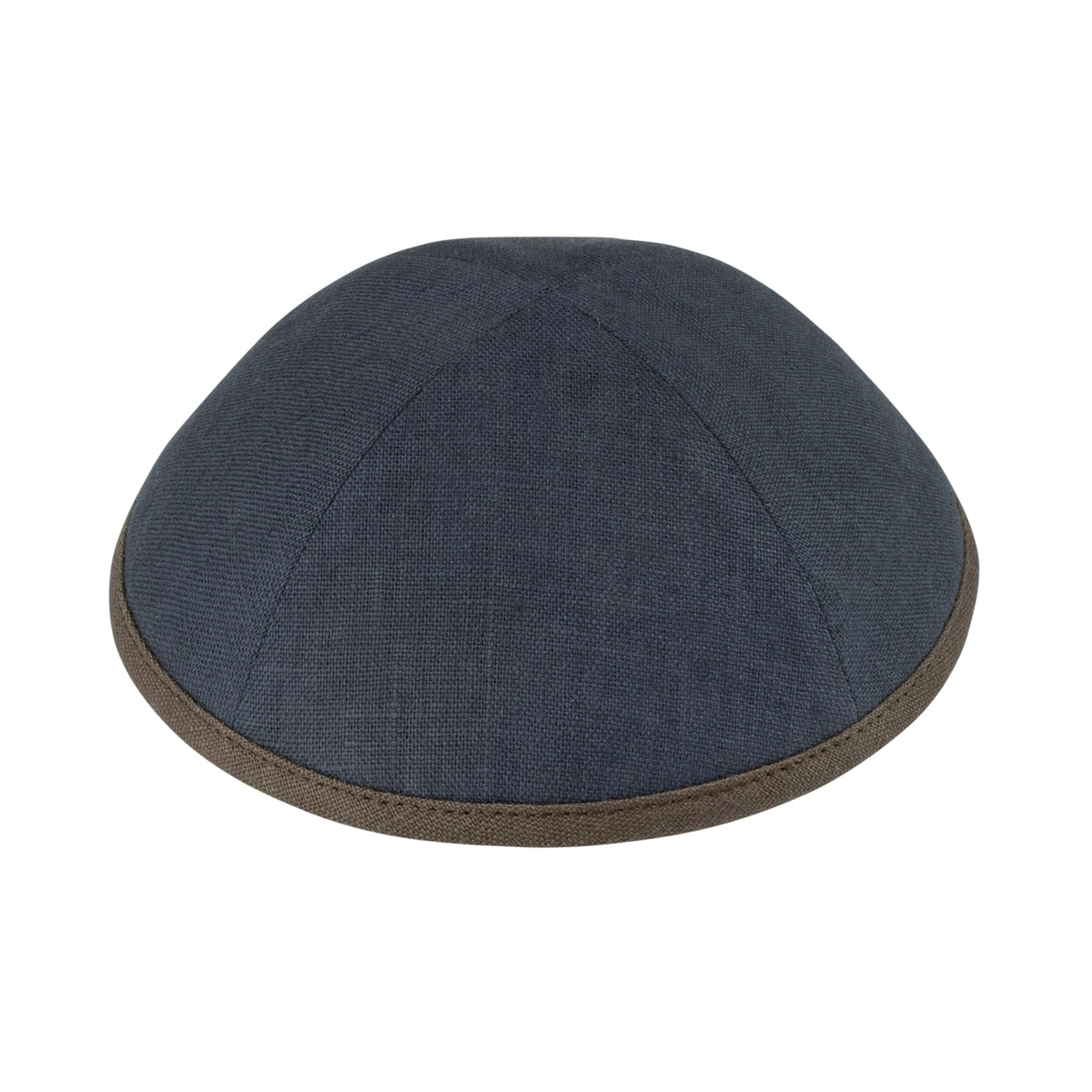 IKIPPAH CHARCOAL LINEN W/ BROWN RIM YARMULKE