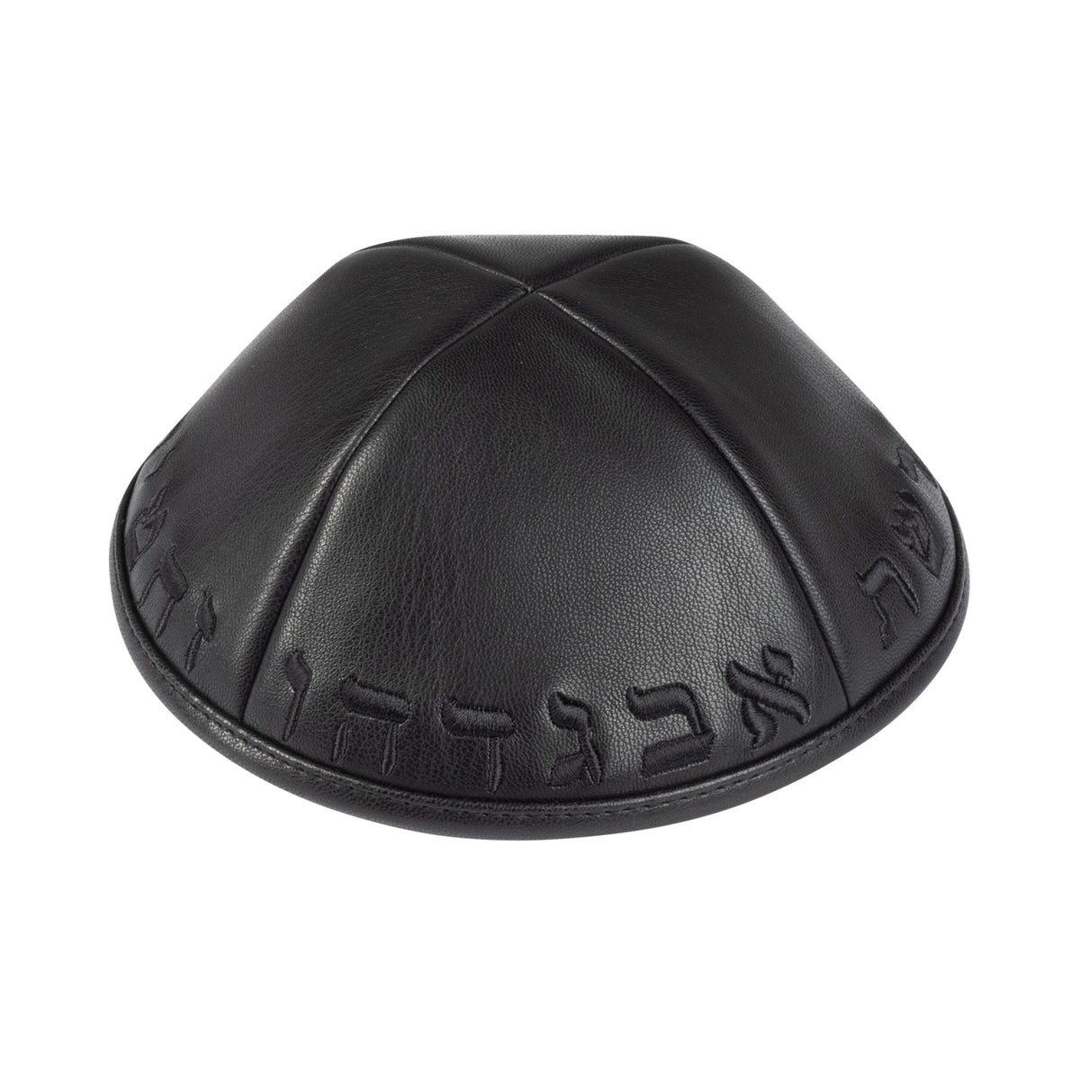 IKIPPAH LEATHER W/ ALEPH BAIS YARMULKE