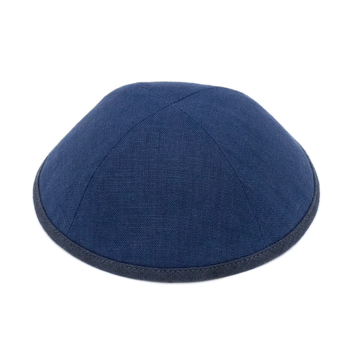 IKIPPAH NAVY LINEN W/ COLORED RIMS YARMULKE