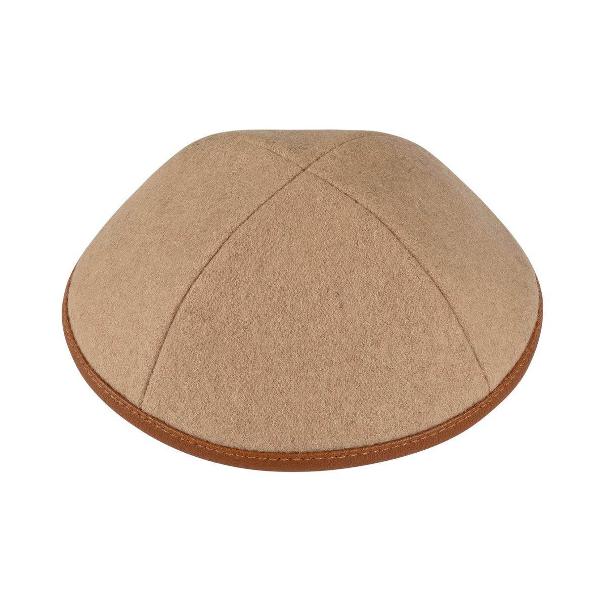 IKIPPAH BEIGE WOOL W/ CARAMEL LEATHER RIM