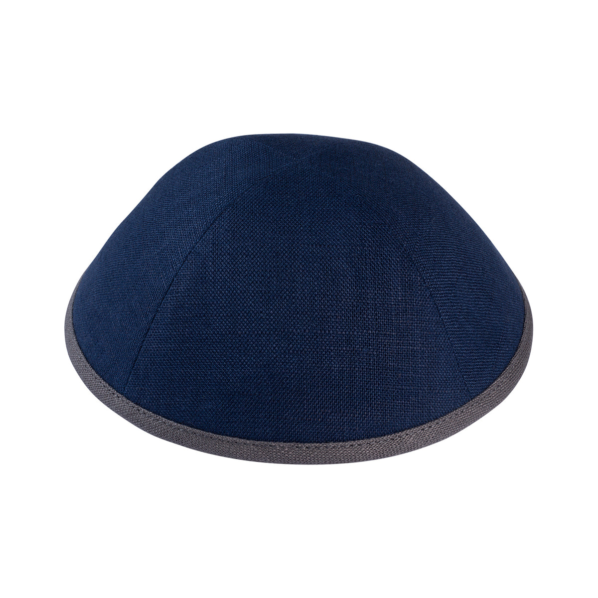 IKIPPAH NAVY LINEN W/ COLORED RIMS YARMULKE