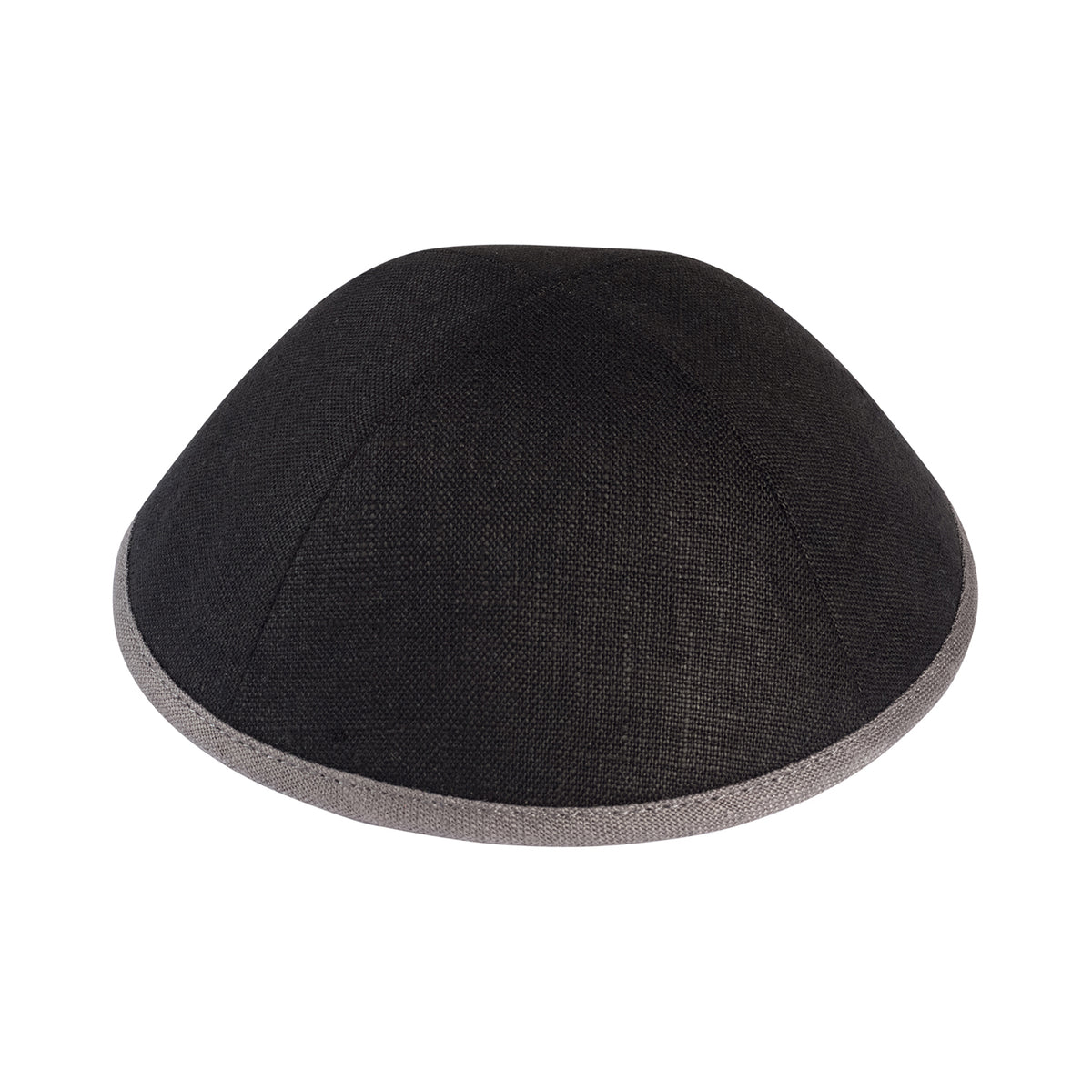 IKIPPAH BLACK LINEN W/ COLORED RIMS YARMULKE