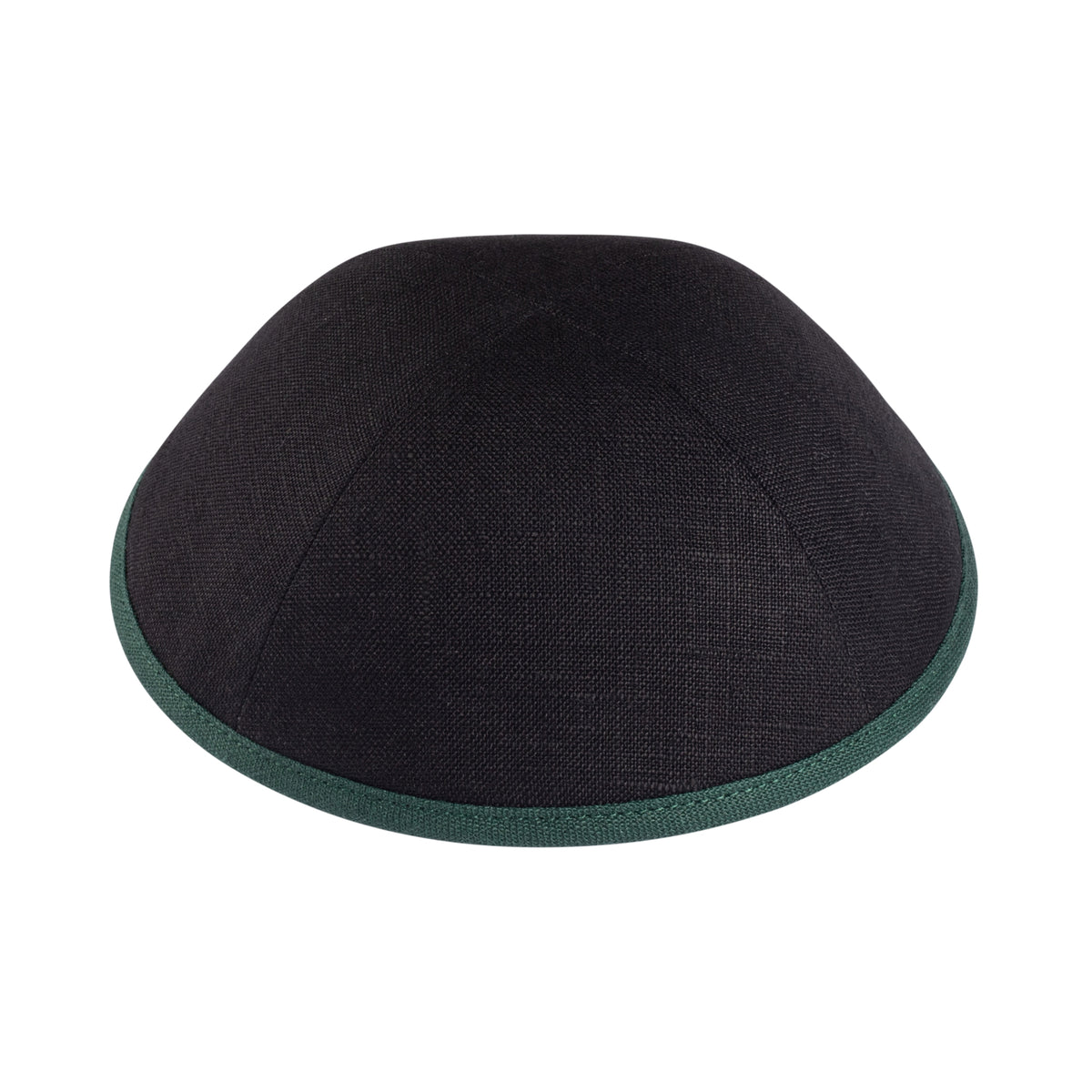 IKIPPAH BLACK LINEN W/ COLORED RIMS YARMULKE