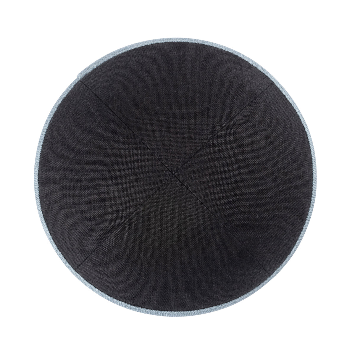 IKIPPAH BLACK LINEN W/ BLUE GRAY LINEN RIM YARMULKE