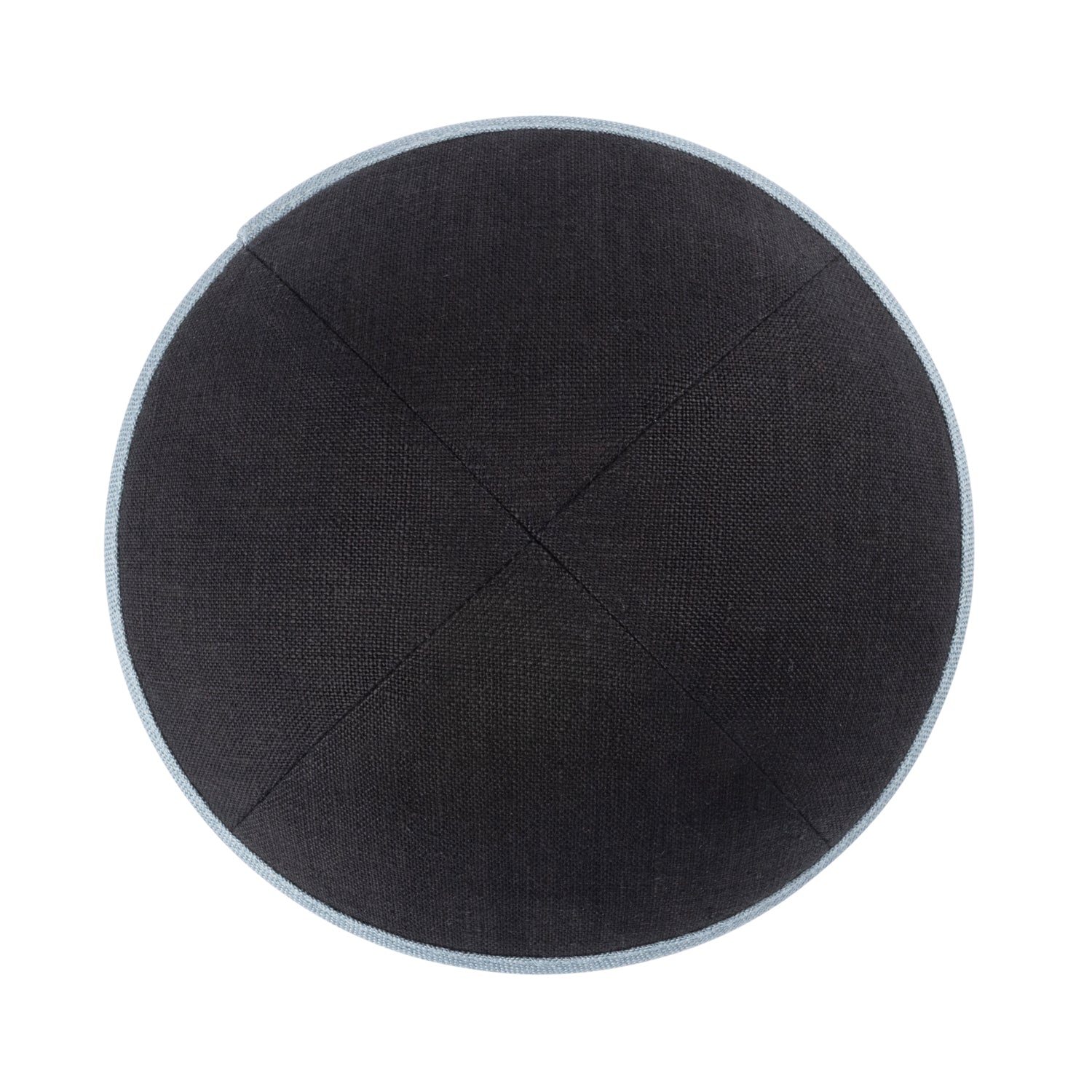 IKIPPAH BLACK LINEN W/ BLUE GRAY LINEN RIM YARMULKE