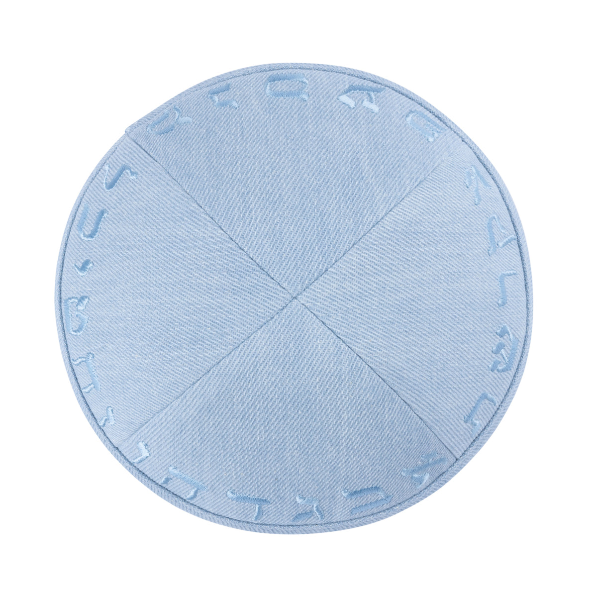 IKIPPAH LIGHT BLUE DENIM W/ ALEPH BAIS YARMULKE